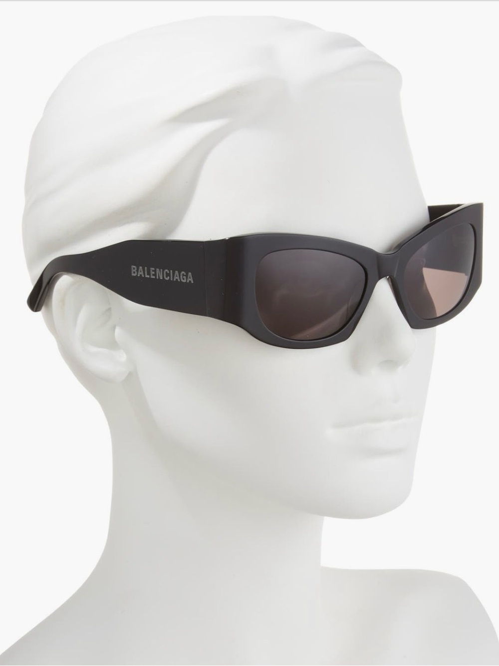 Balenciaga Matte Black Cat-Eye Sunglasses with Dark Lenses